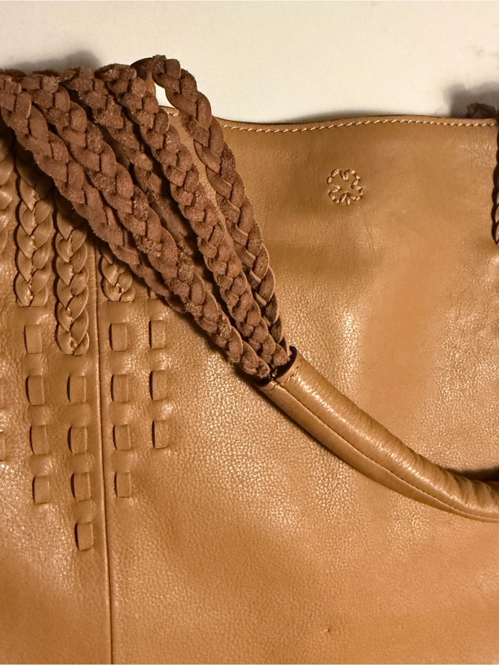 Lucky Brand Mina Tan Leather Tote Boho Chic - Picture 12 of 12
